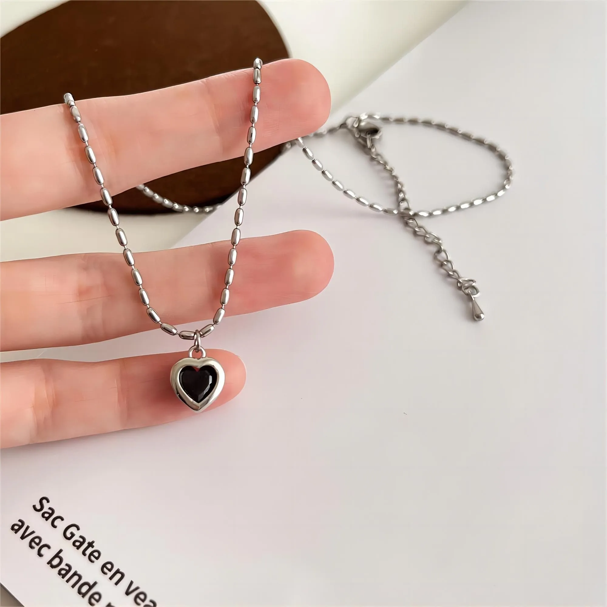 Dainty Crystal Heart Matching Necklace