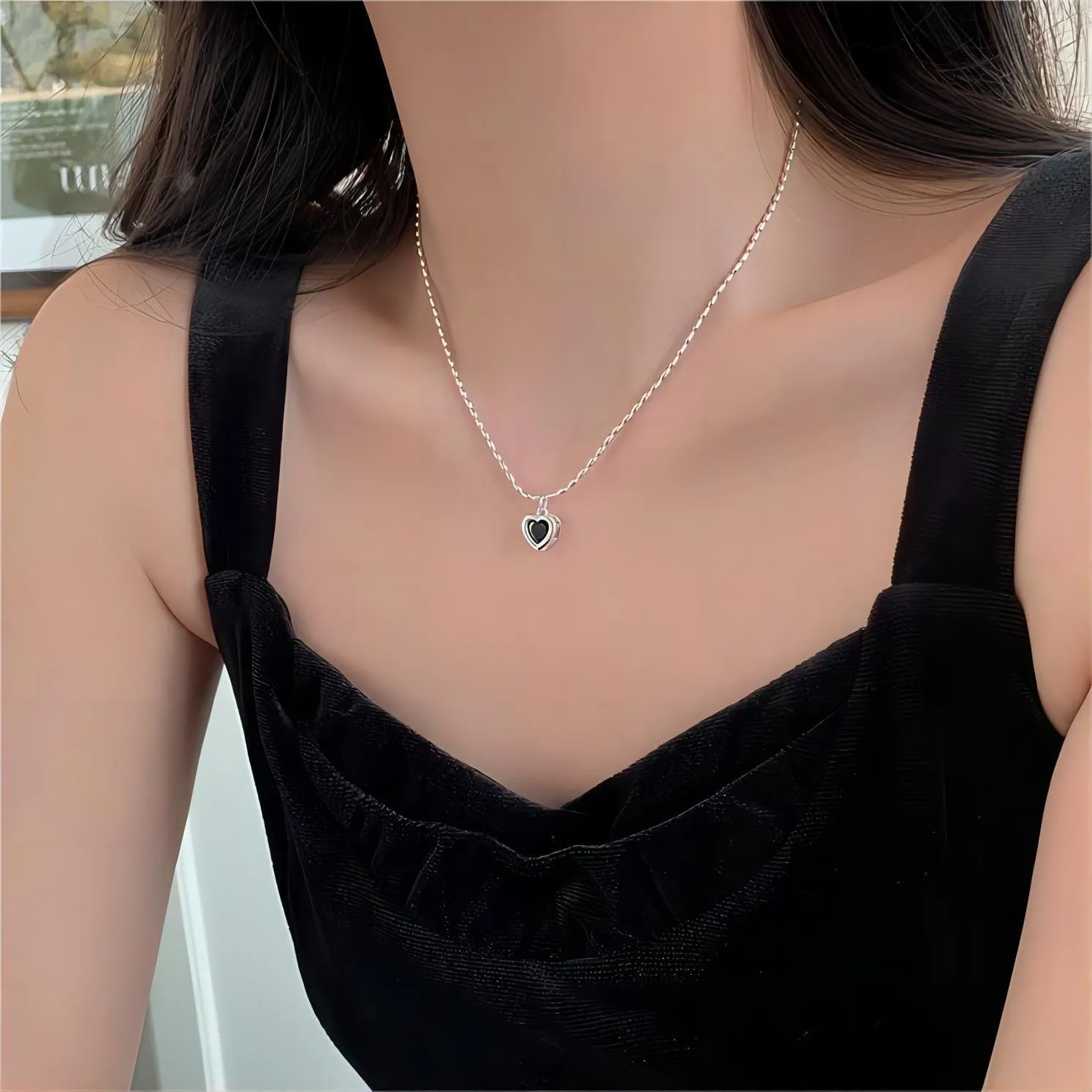 Dainty Crystal Heart Matching Necklace