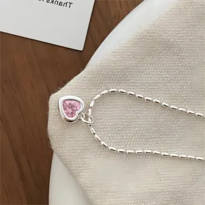 Dainty Crystal Heart Matching Necklace