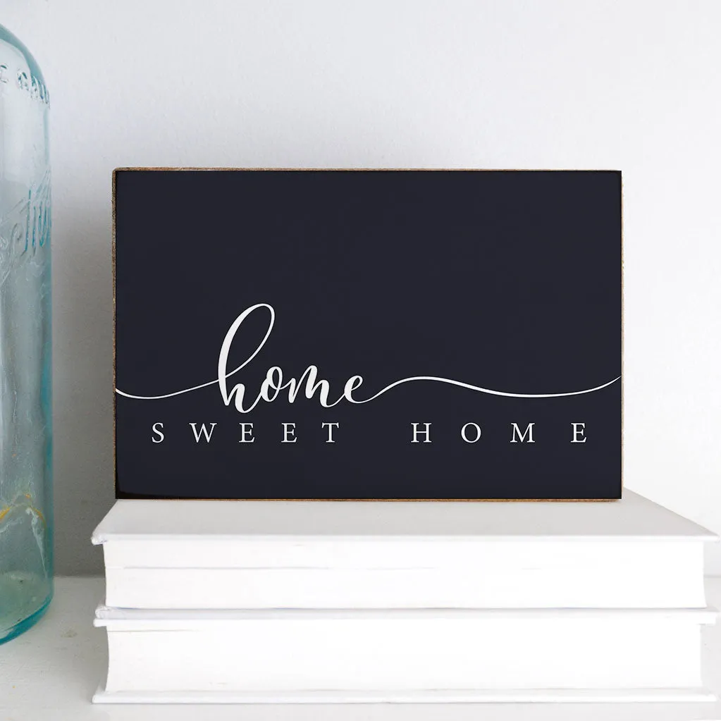 Dark Navy and White Home Sweet Home Decorative Wooden Block