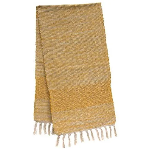 Dark yellow table runner with fringe edges