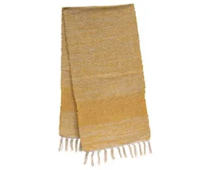 Dark yellow table runner with fringe edges