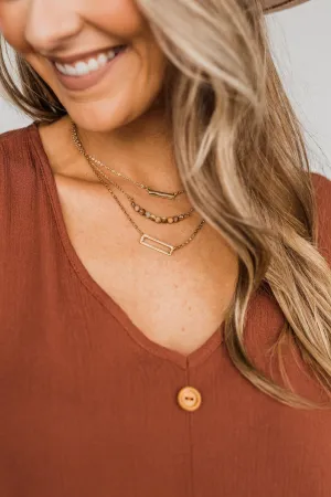 Delightfully Darling 3 Piece Necklace Set- Natural & Gold