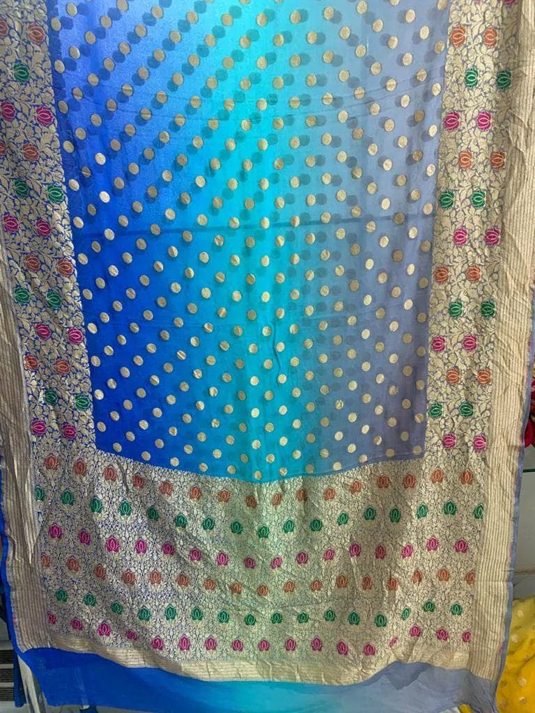 Designer Banarasi  Georgette Chiffon - Silk Saree with meenakari work