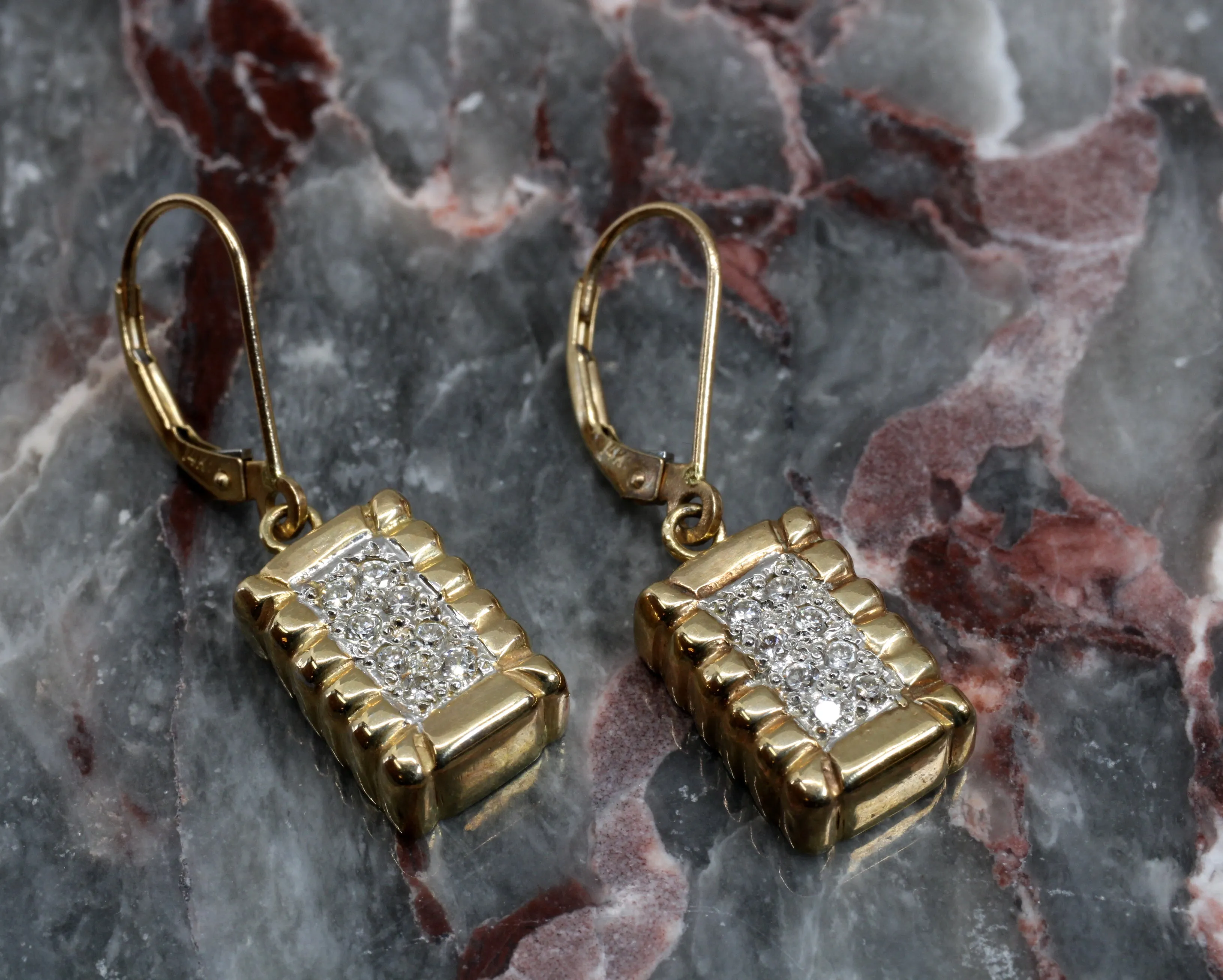 Diamond Cotton Bale Dangle Earrings in 14kt Yellow Gold
