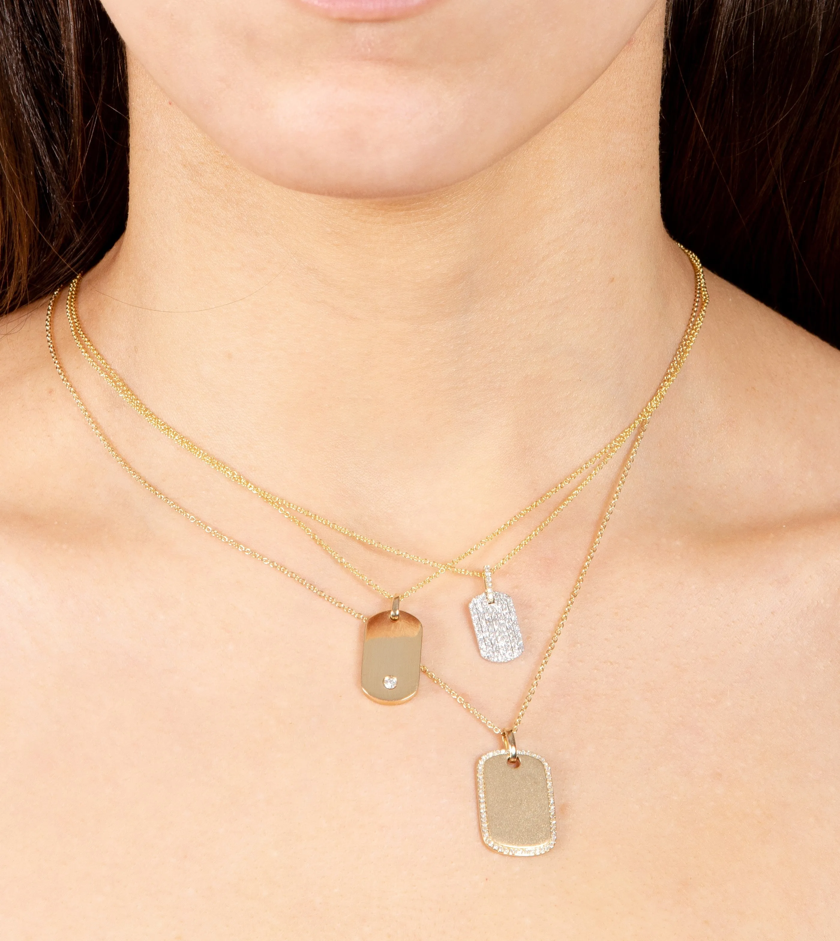 Diamond Dot Dog Tag Necklace