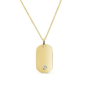 Diamond Dot Dog Tag Necklace