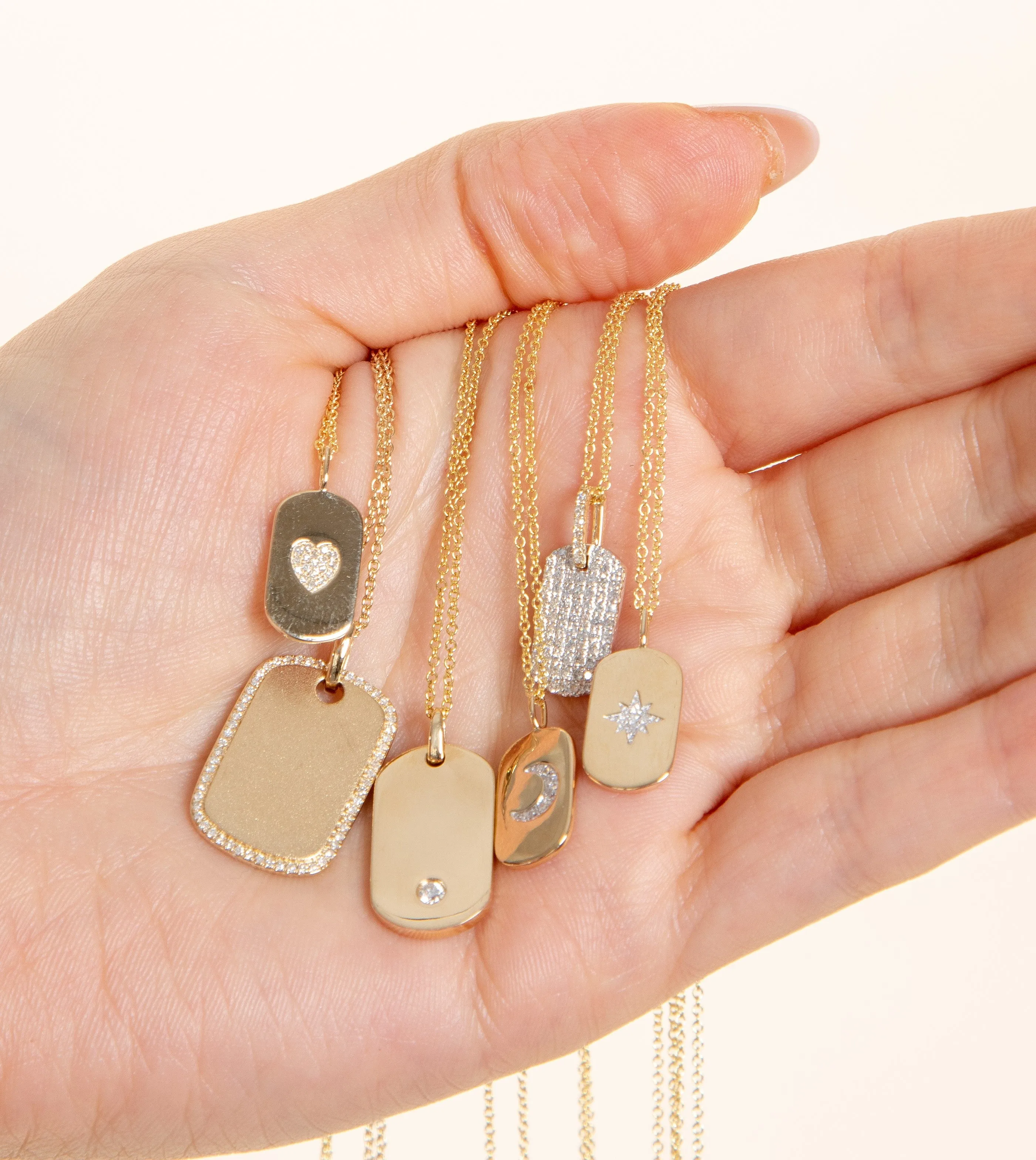 Diamond Dot Dog Tag Necklace