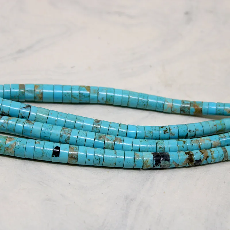 Double-Strand Turquoise Heishi Beads with Jacla