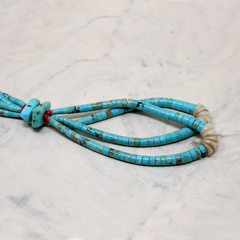 Double-Strand Turquoise Heishi Beads with Jacla