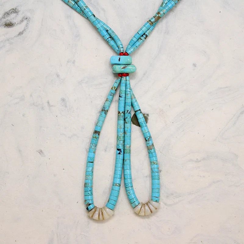 Double-Strand Turquoise Heishi Beads with Jacla