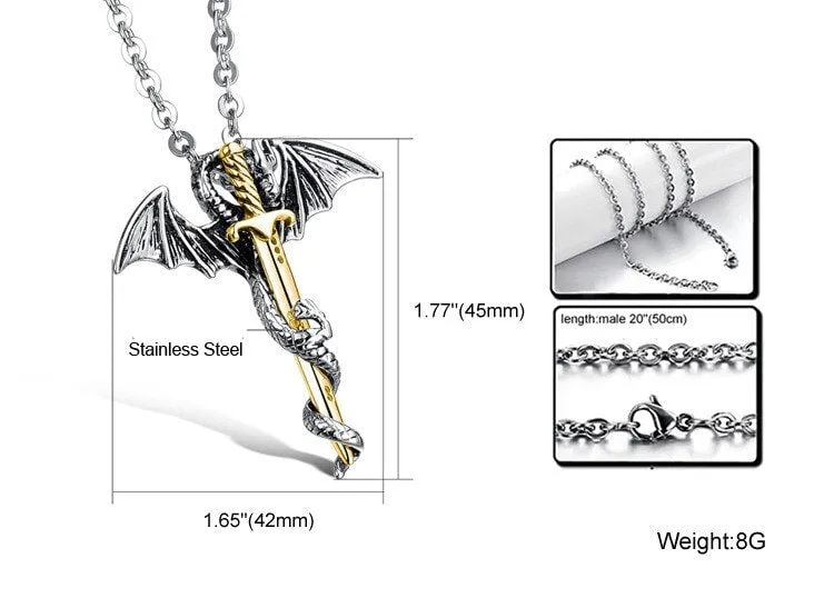 Dragon Sword Steel Necklace