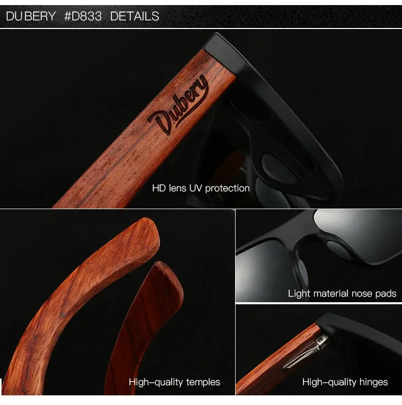 DUBERY Natural Wooden Unisex Polarized Sunglasses With UV-400