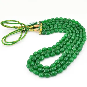 Earth-Mined Emerald Gemstone Triple-Strand Statement Necklace