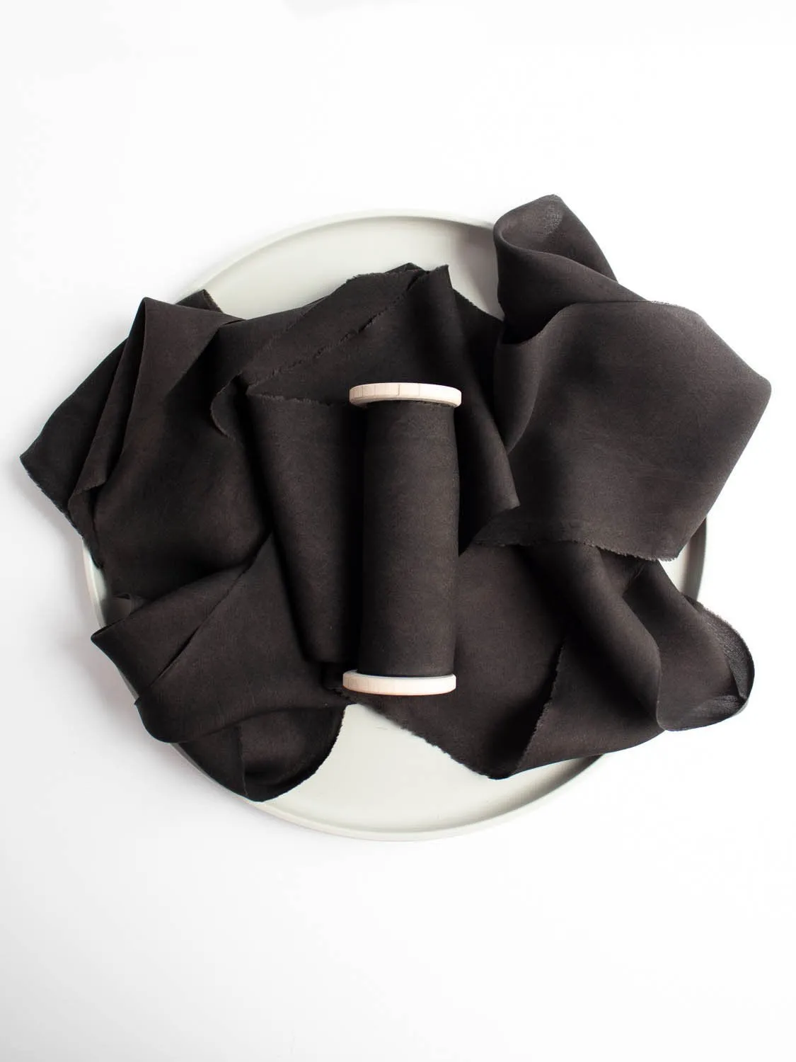 Ebony Habotai Silk Ribbon