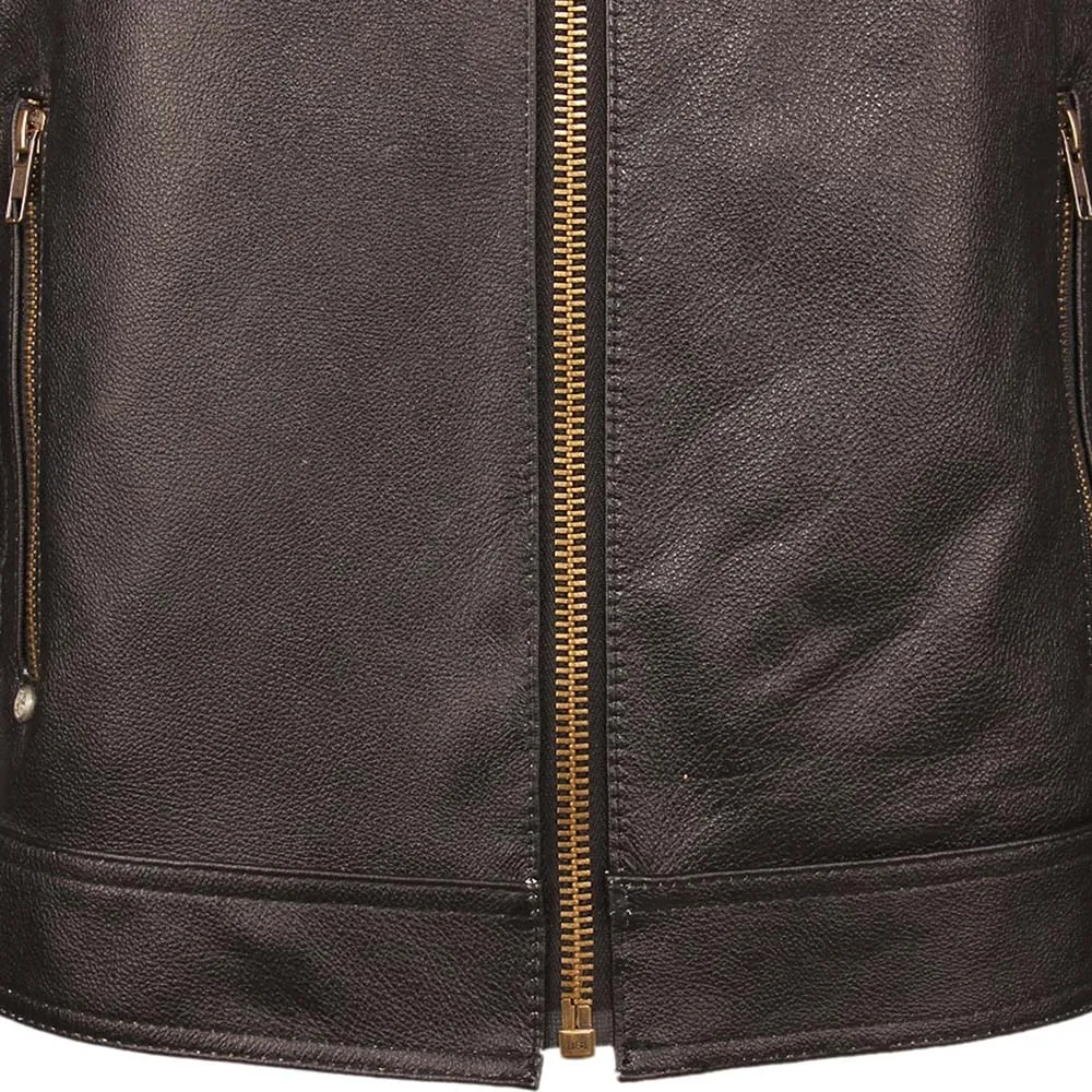Embroidery Skull Motorcycle Leather Jacket