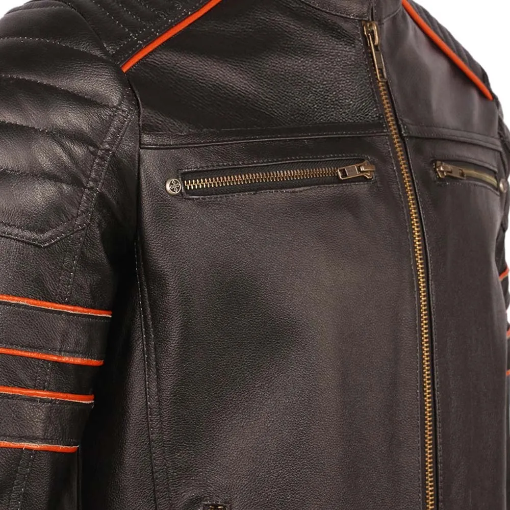 Embroidery Skull Motorcycle Leather Jacket