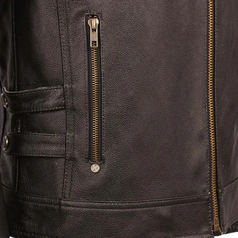 Embroidery Skull Motorcycle Leather Jacket