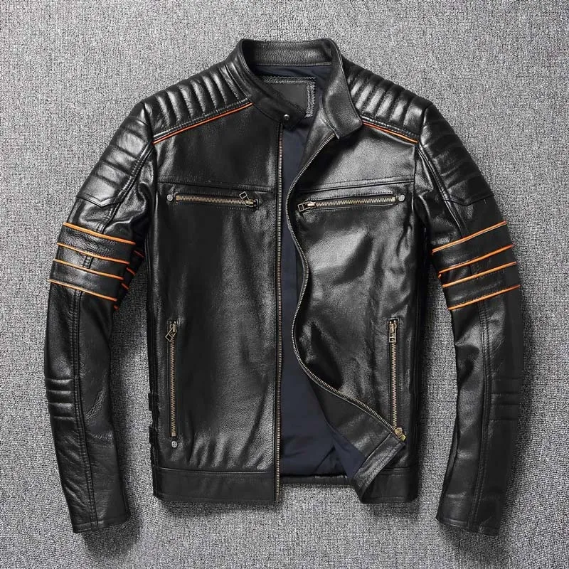 Embroidery Skull Motorcycle Leather Jacket
