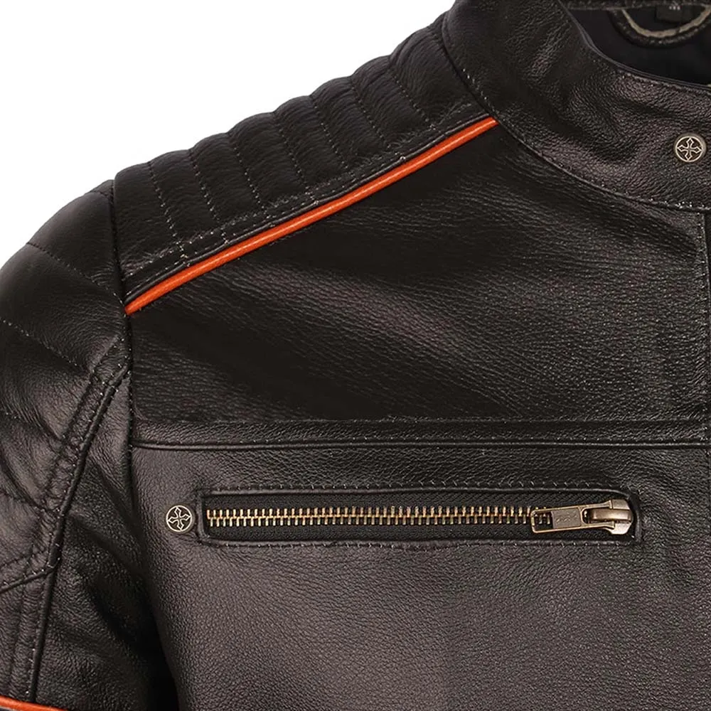 Embroidery Skull Motorcycle Leather Jacket