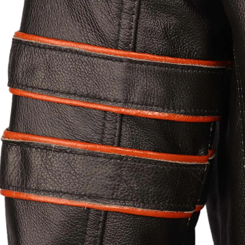 Embroidery Skull Motorcycle Leather Jacket