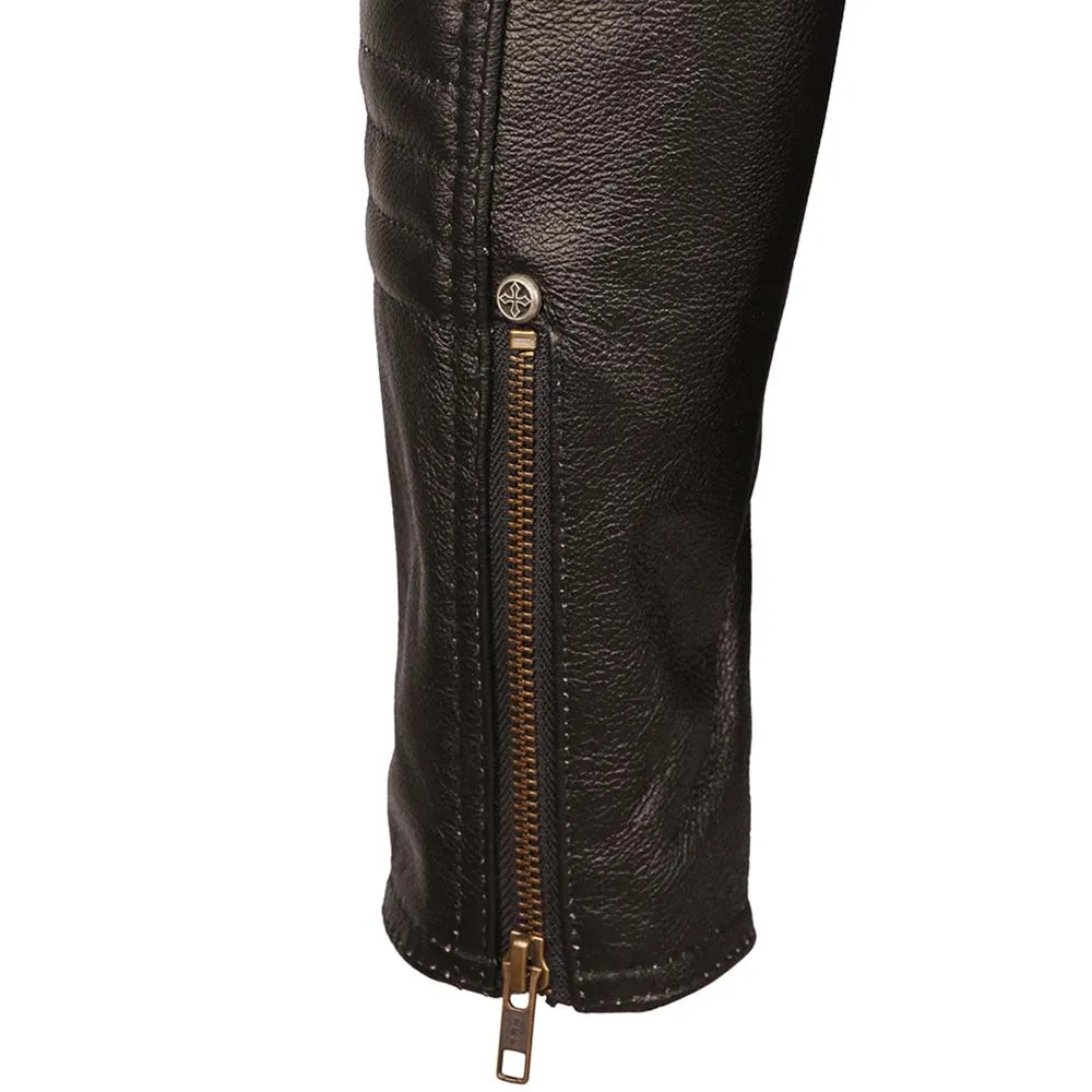 Embroidery Skull Motorcycle Leather Jacket