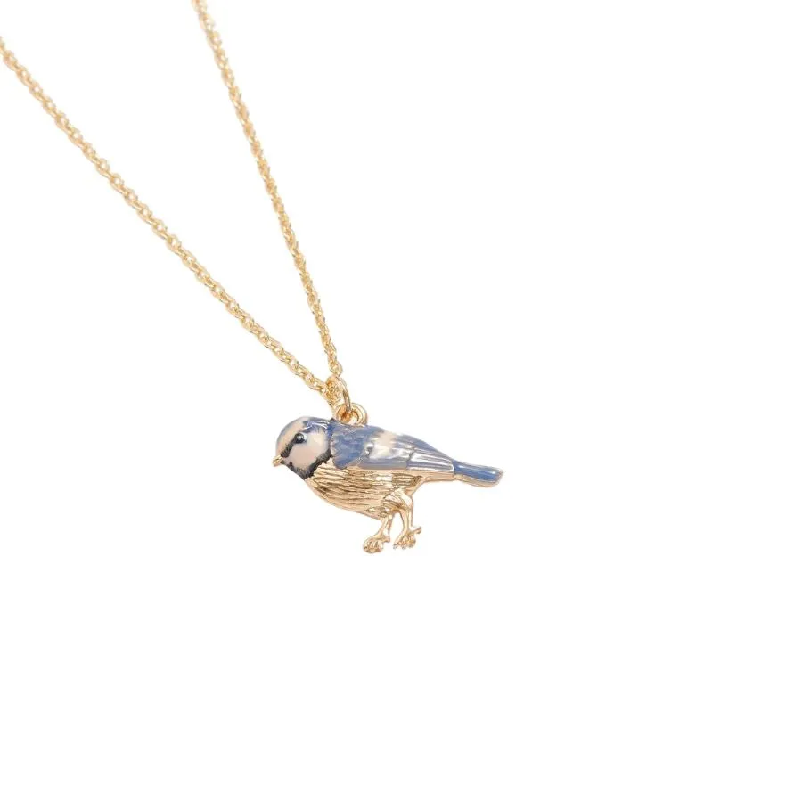 Enamel Blue Tit Long Necklace