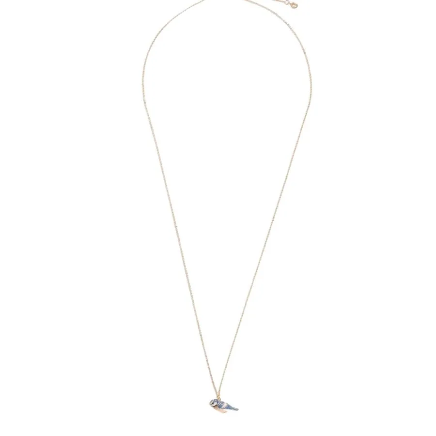 Enamel Blue Tit Long Necklace