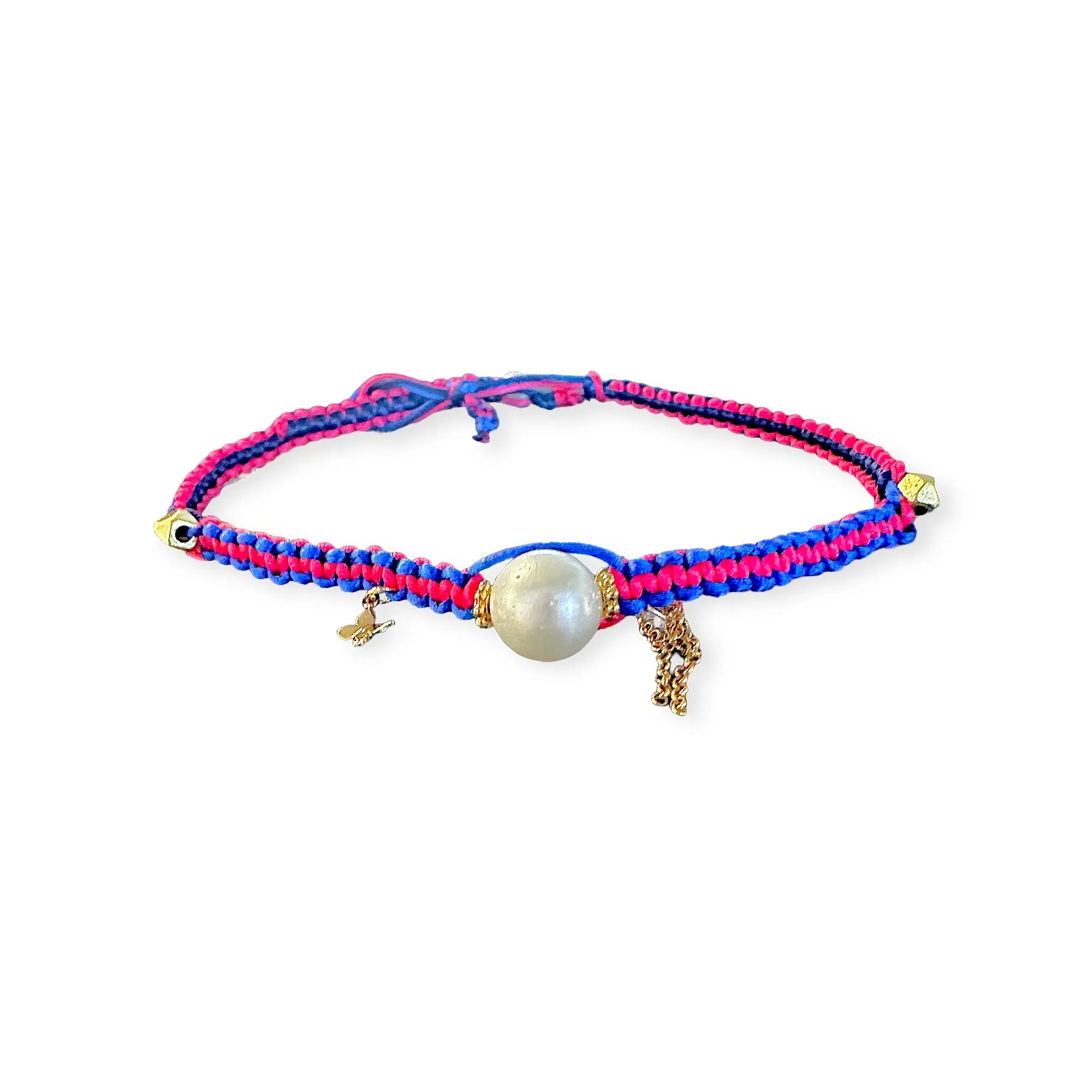 Enchanted Garden Butterfly Pearl Gold Chain Silk Rocker Choker