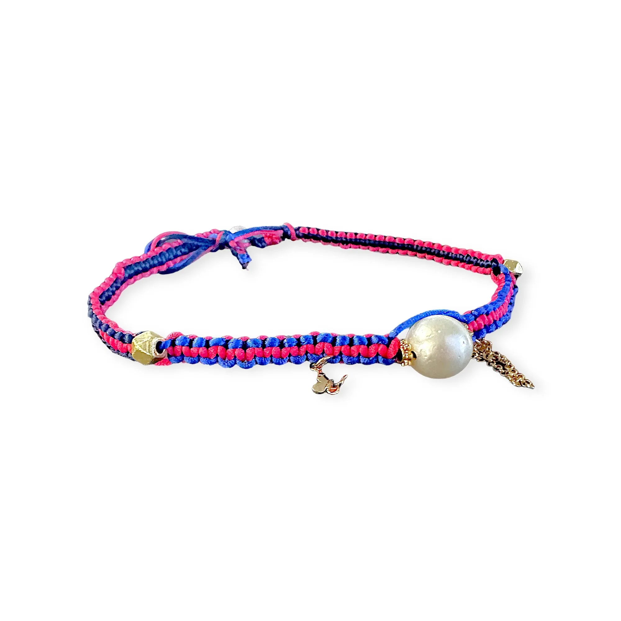 Enchanted Garden Butterfly Pearl Gold Chain Silk Rocker Choker