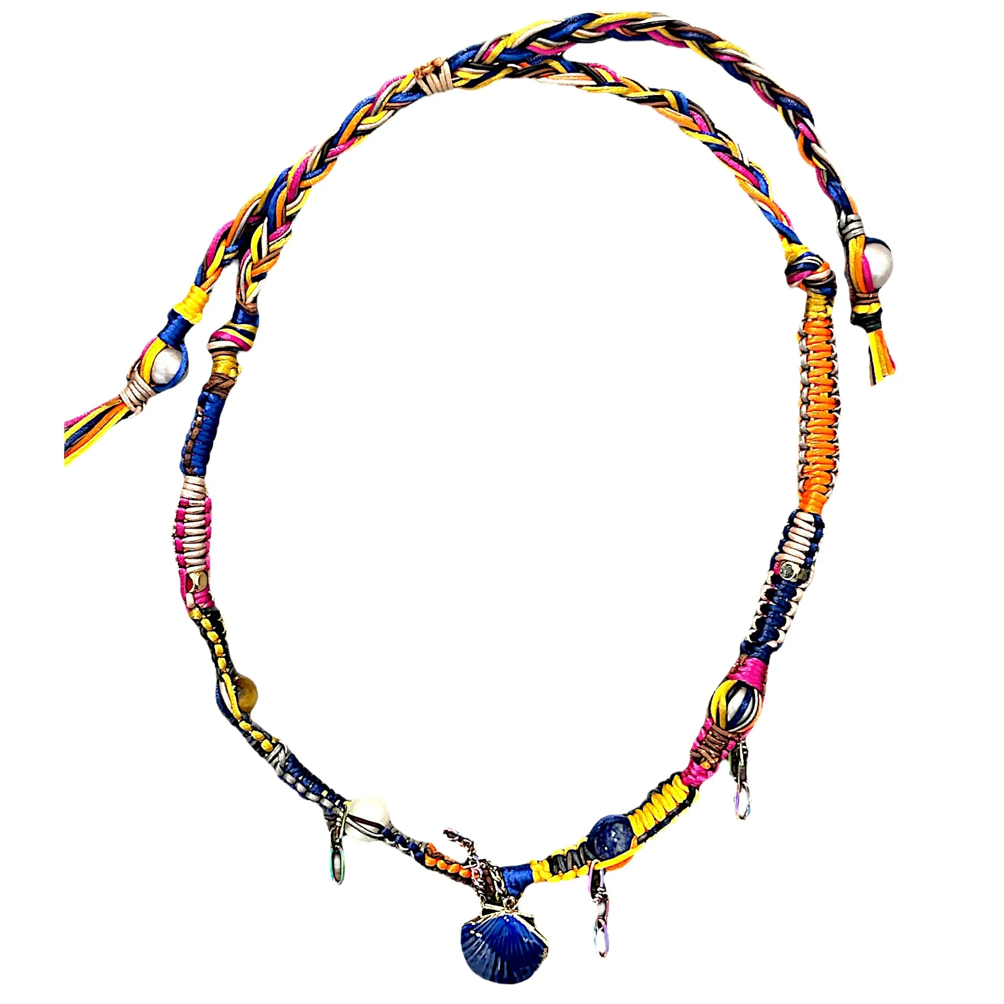 Enchanted Royal Blue Seashell Mermaid Rockstar Necklace