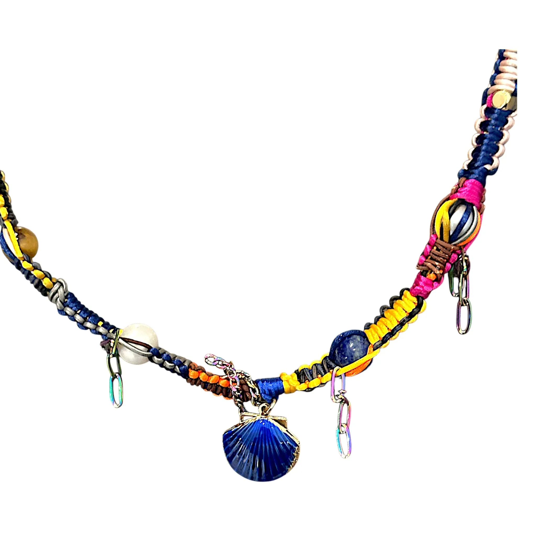 Enchanted Royal Blue Seashell Mermaid Rockstar Necklace