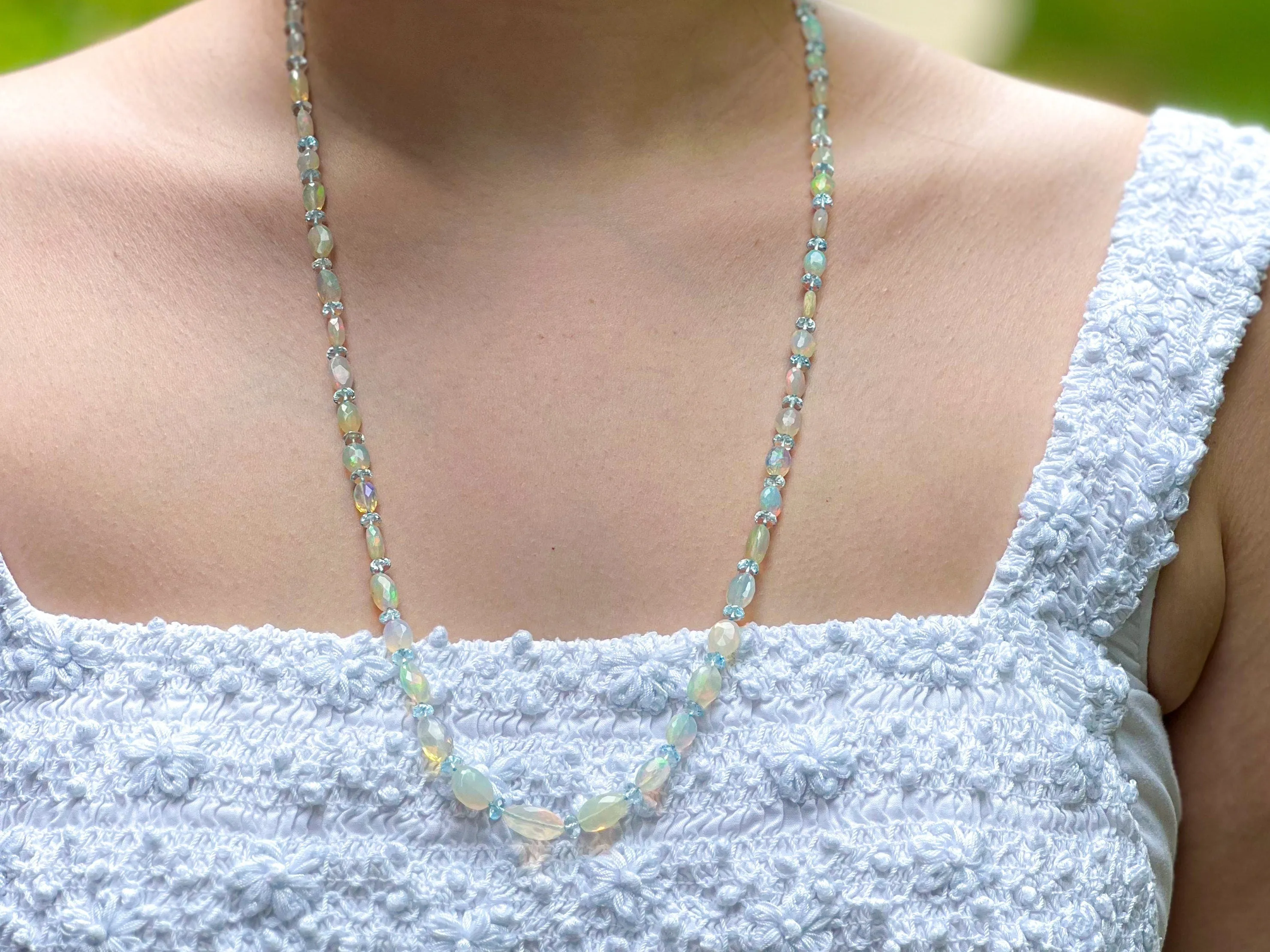 Ethiopian Opal and Blue Topaz Necklace