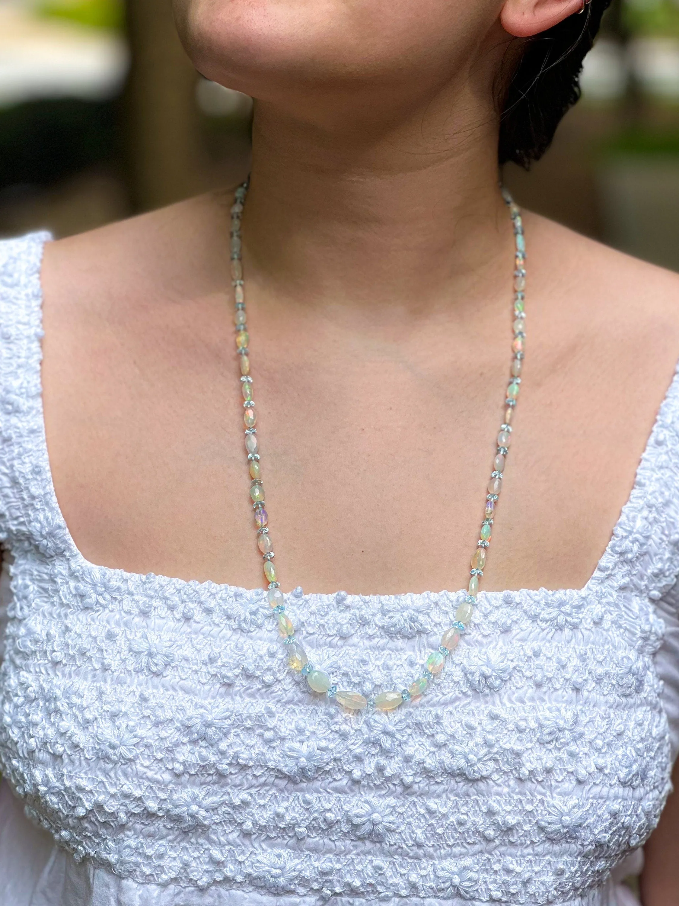 Ethiopian Opal and Blue Topaz Necklace