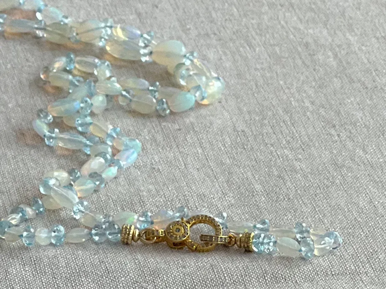 Ethiopian Opal and Blue Topaz Necklace
