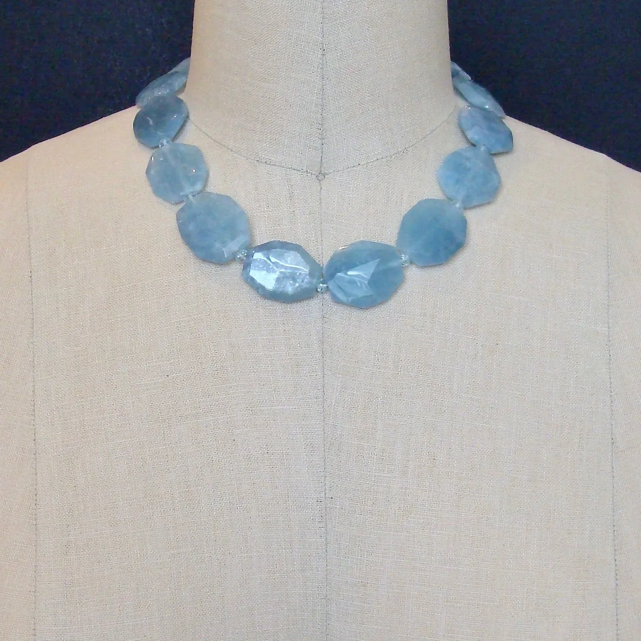 Faceted Aquamarine Nuggets Choker Necklace - Bree Necklace