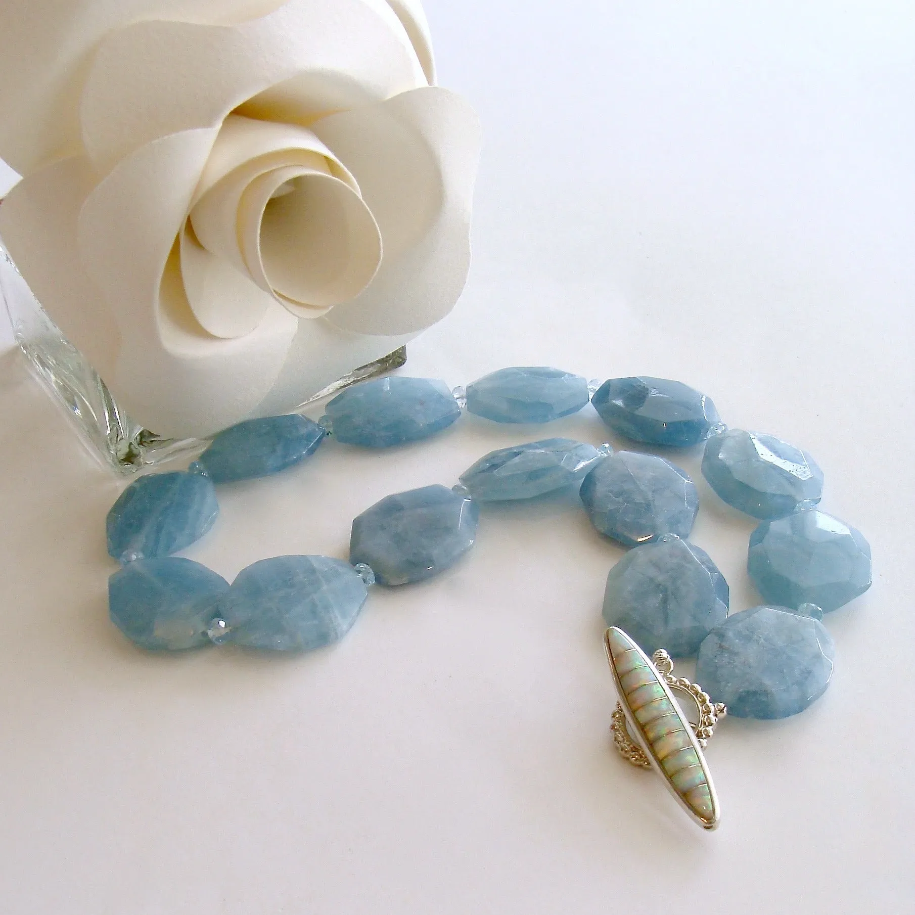 Faceted Aquamarine Nuggets Choker Necklace - Bree Necklace