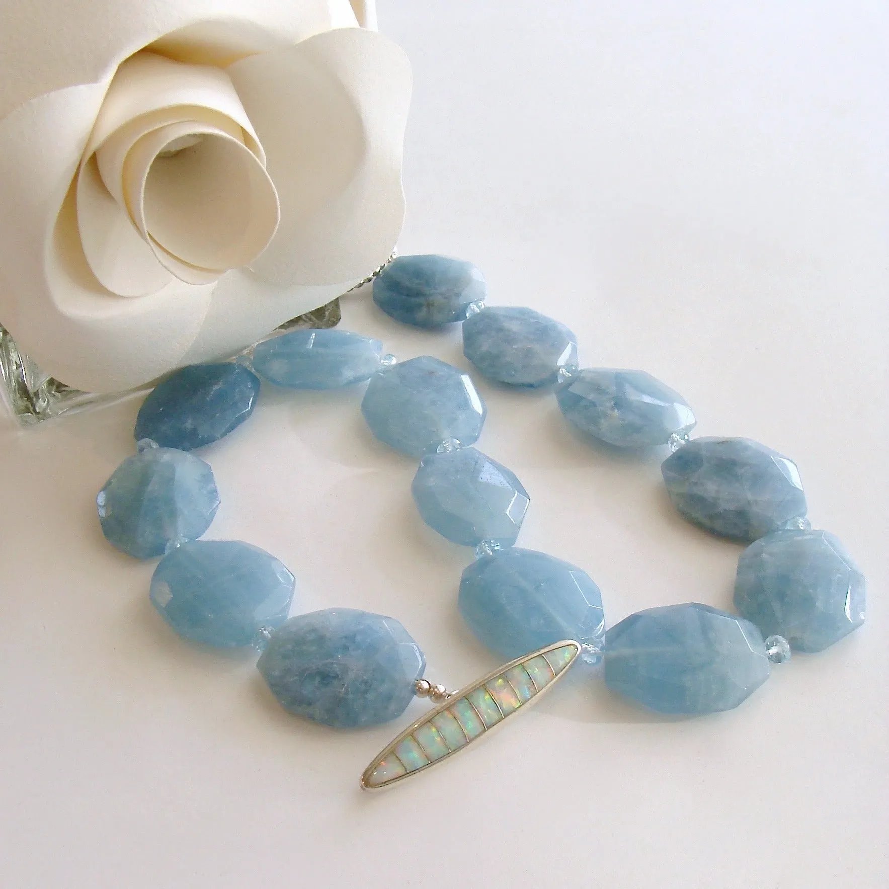 Faceted Aquamarine Nuggets Choker Necklace - Bree Necklace