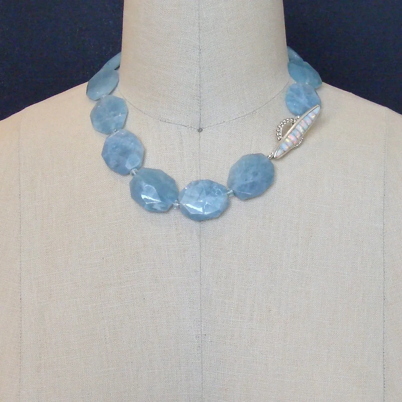 Faceted Aquamarine Nuggets Choker Necklace - Bree Necklace