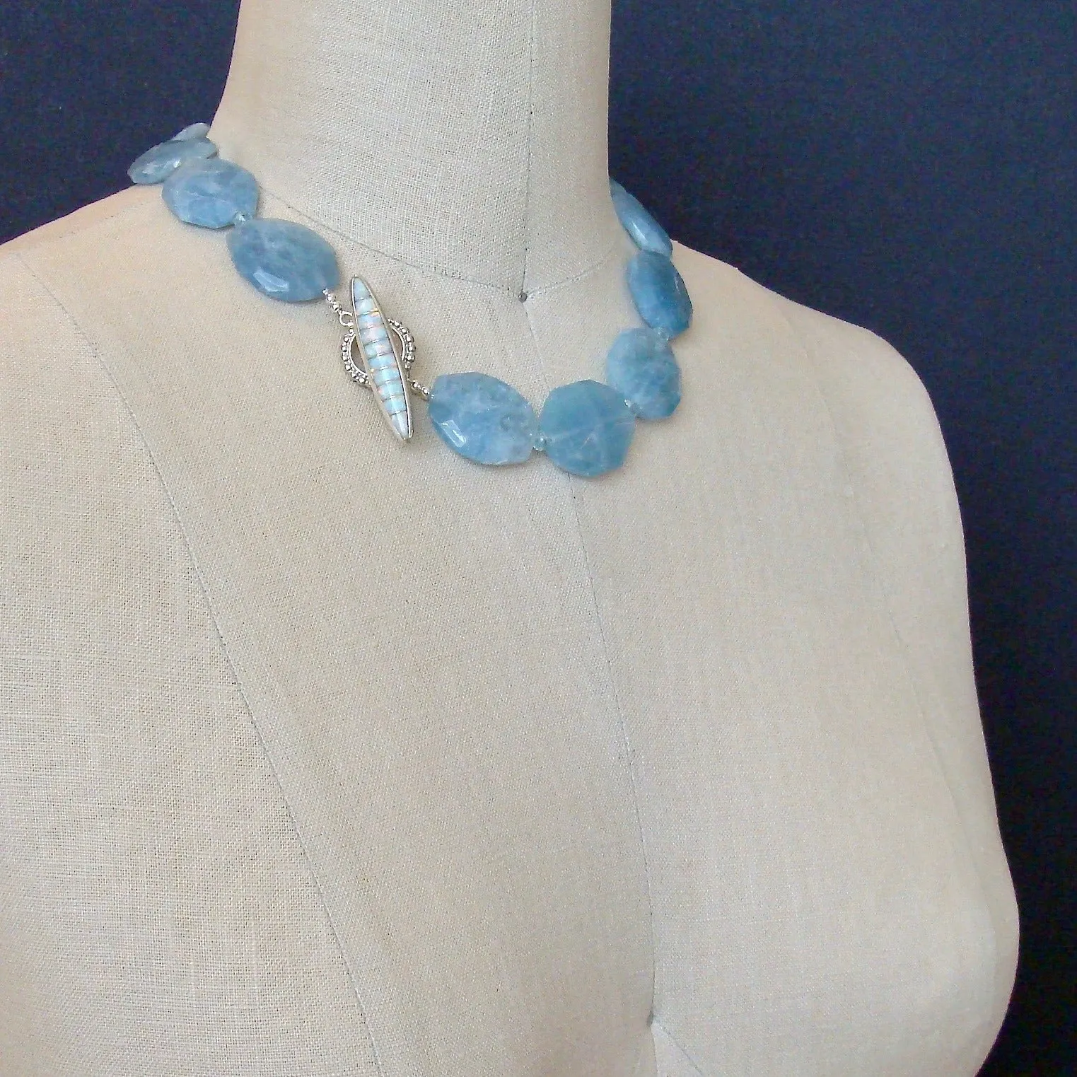Faceted Aquamarine Nuggets Choker Necklace - Bree Necklace
