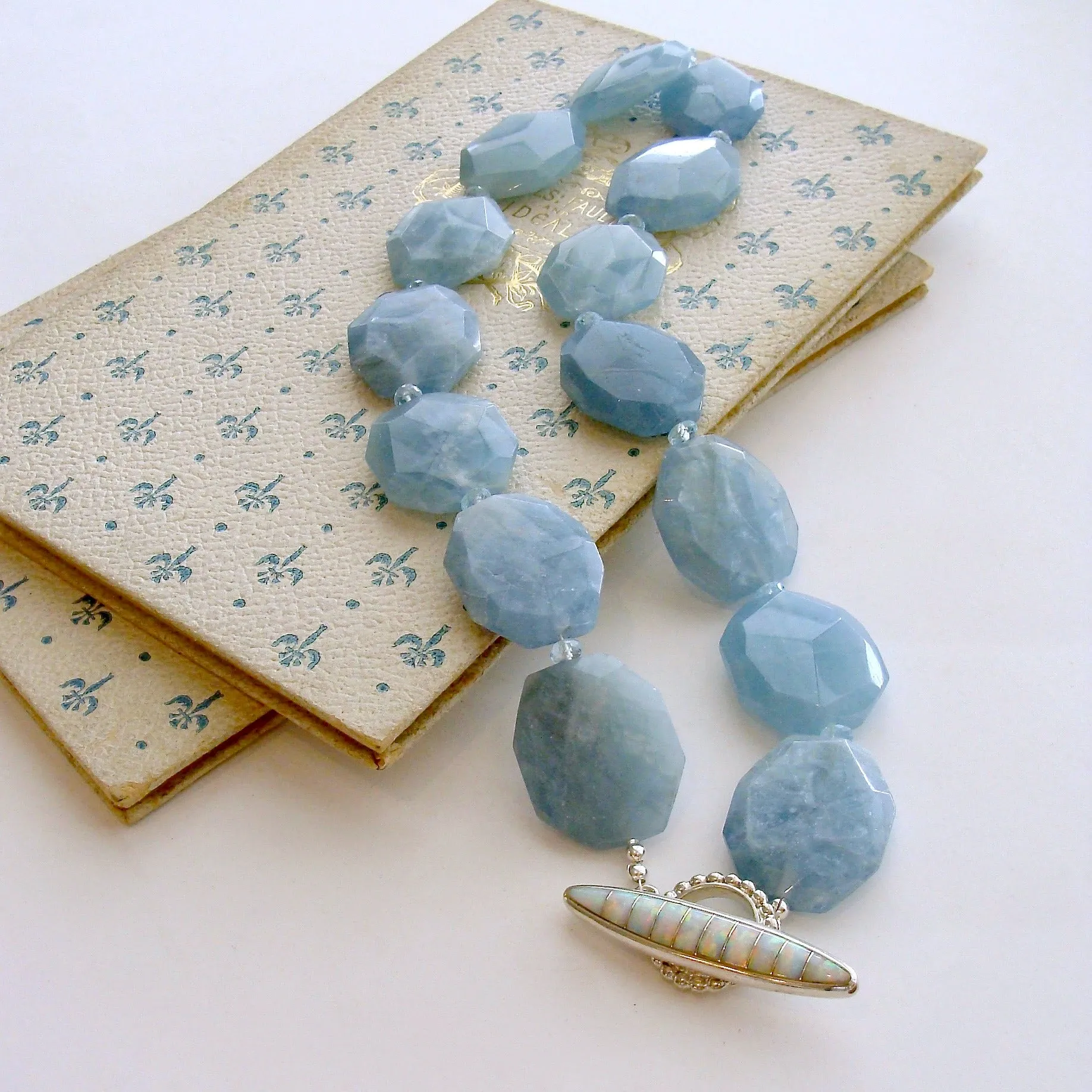 Faceted Aquamarine Nuggets Choker Necklace - Bree Necklace