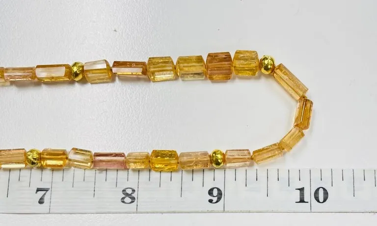 Faceted Imperial Topaz Beaded Necklace with Yellow Gold Spacers