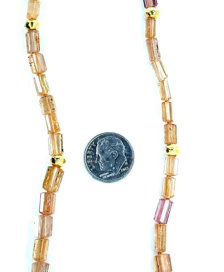 Faceted Imperial Topaz Beaded Necklace with Yellow Gold Spacers