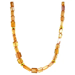 Faceted Imperial Topaz Beaded Necklace with Yellow Gold Spacers