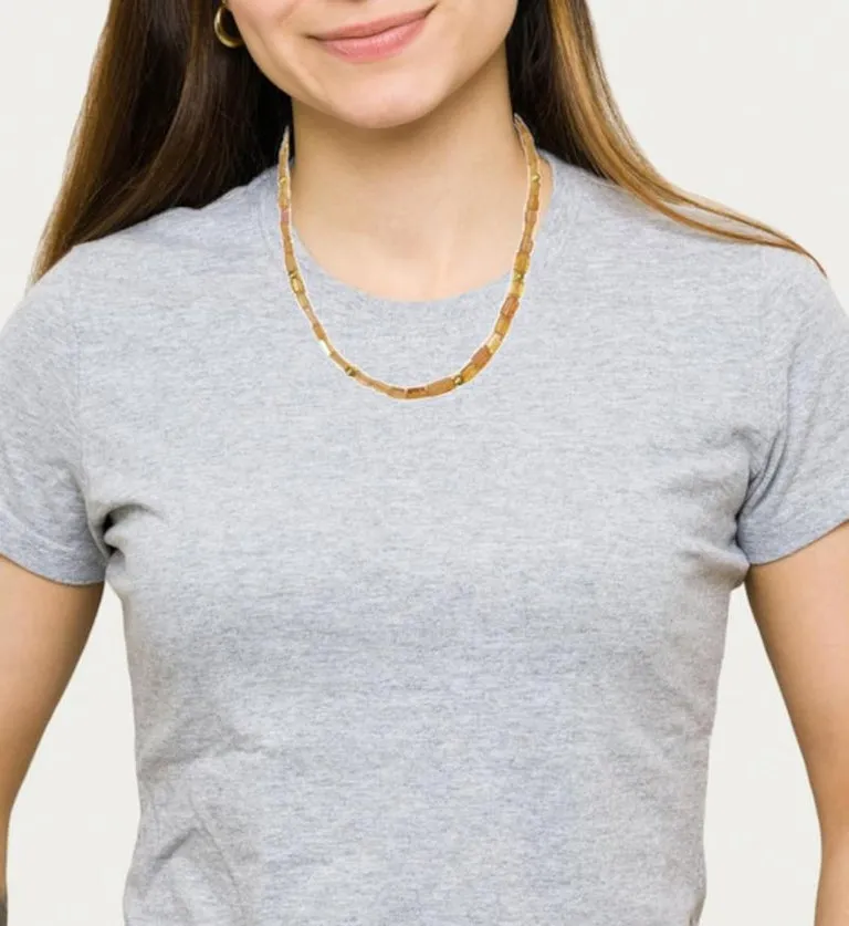 Faceted Imperial Topaz Beaded Necklace with Yellow Gold Spacers