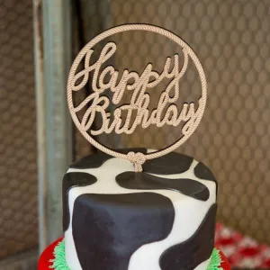 Farm Theme "Happy Birthday" Cake Topper