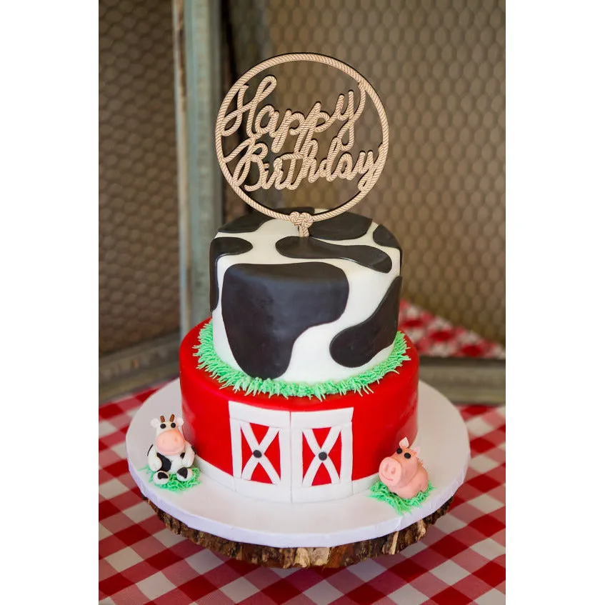 Farm Theme "Happy Birthday" Cake Topper