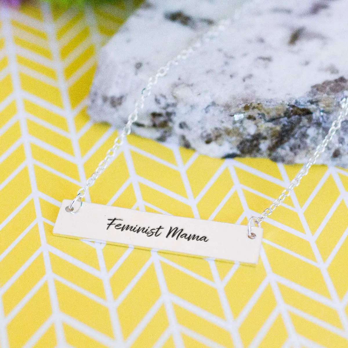 Feminist Mama Gold / Silver Bar Necklace
