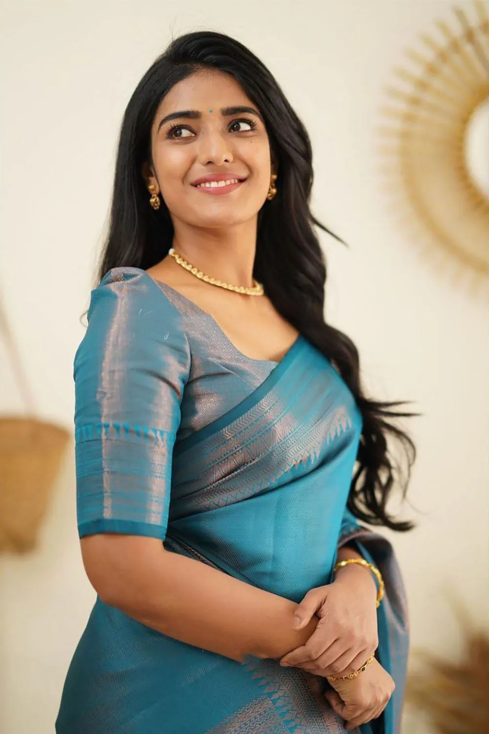 Firoji Soft Silk Saree With Zari Weaving Work