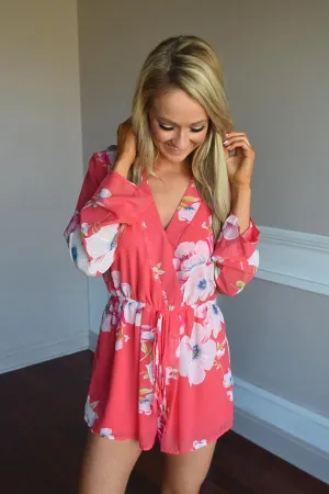 Floral Romper ~ Coral